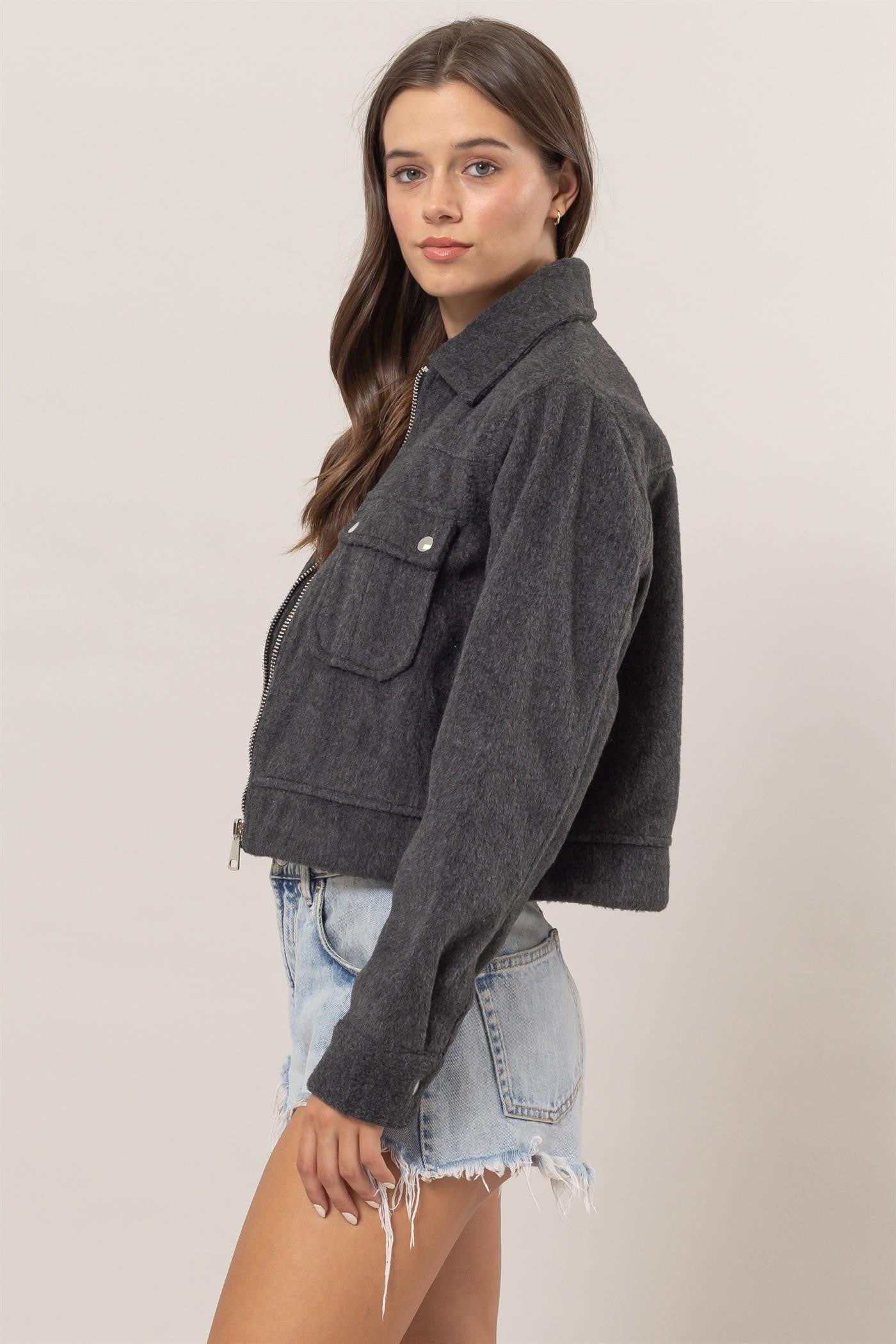 Wool-Like Brushed Short Jacket