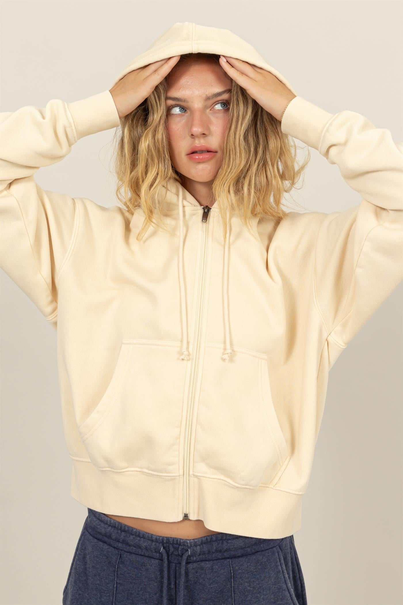 Oversized Pocket Zip-Up Hoodie