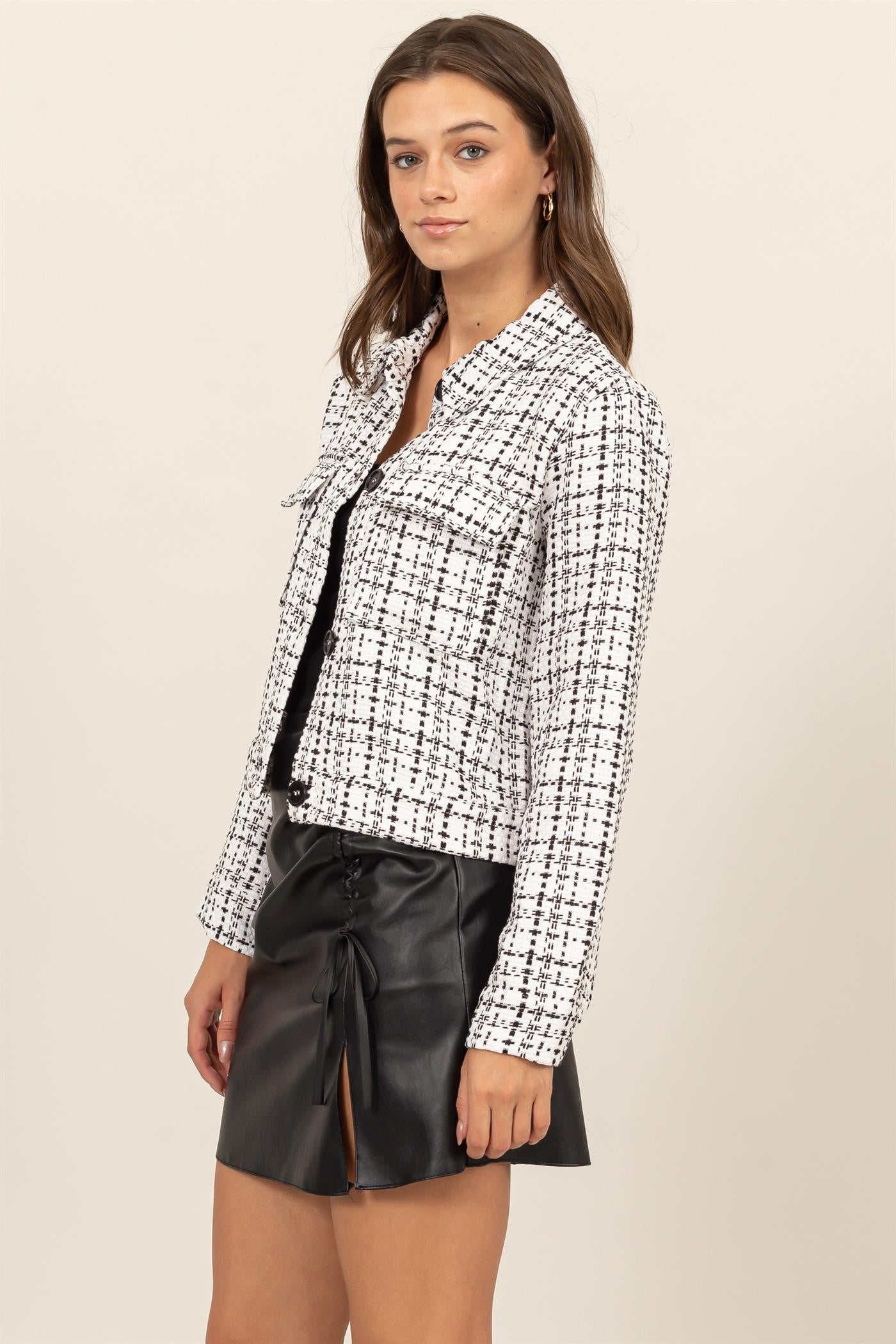 Tweed Button Up Jacket