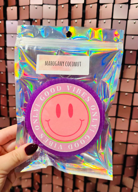 Only Good Vibes Smiley Car Air Freshener