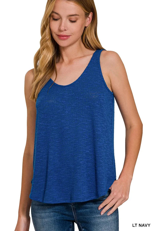 Sleeveless Double Scoop Neck Tank Top