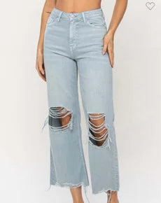Light Teal Crop Flare Vervet Jeans