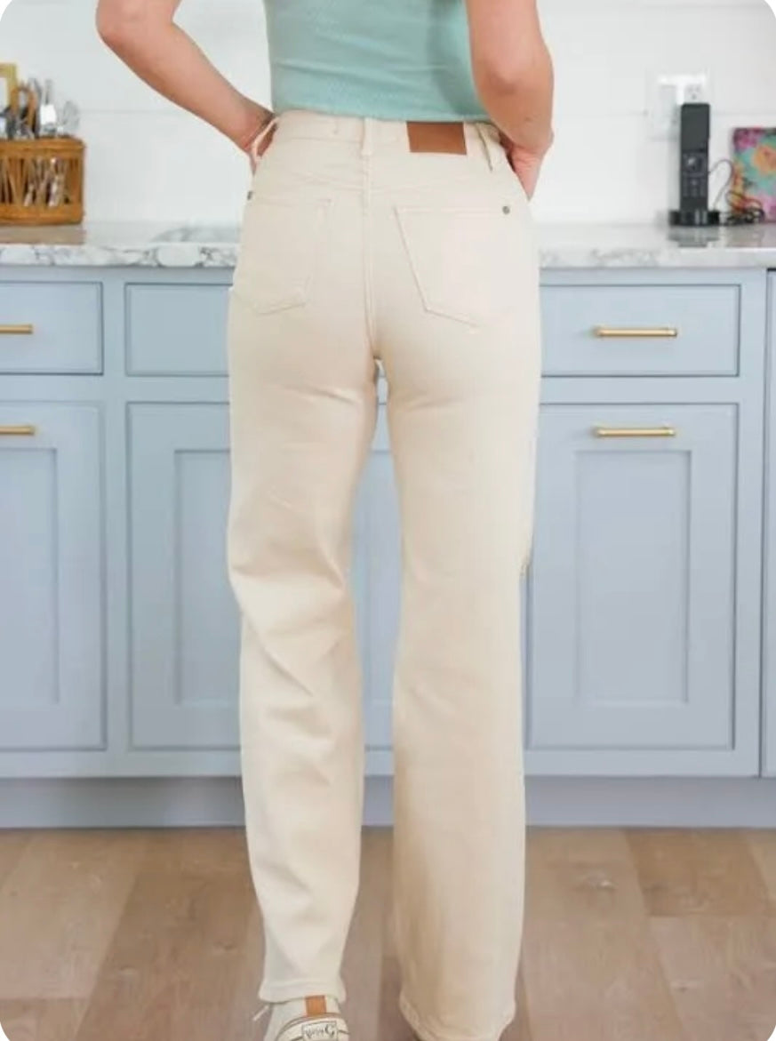 Judy blue high waist crochet patches wide leg jeans