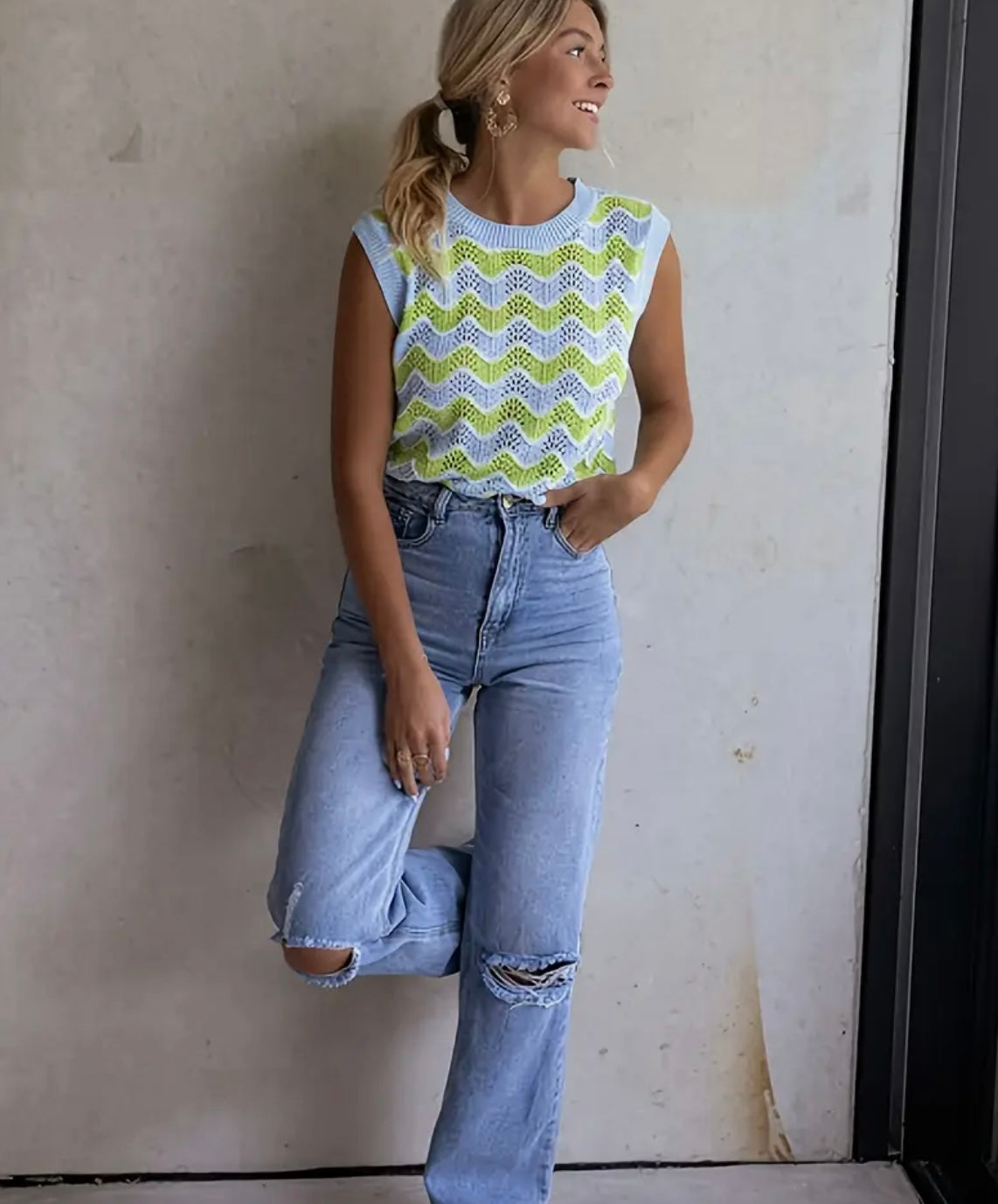 Color Block Knit Tank Top