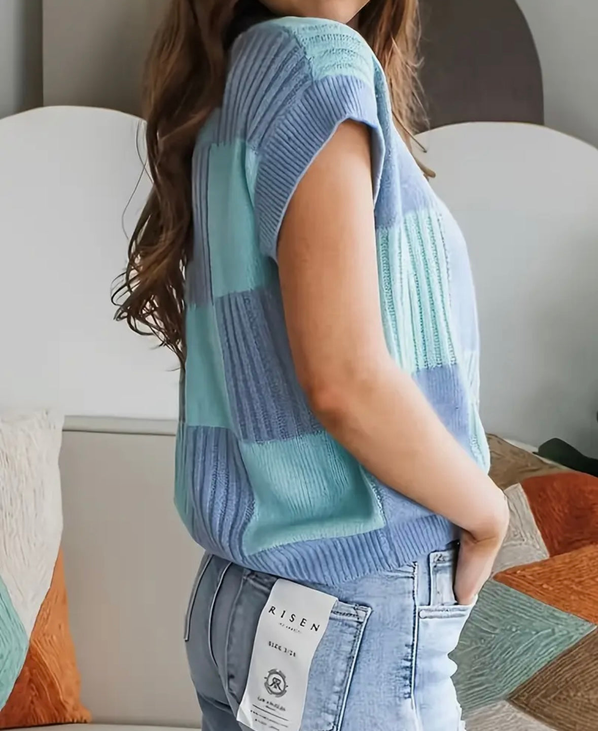 Knit Short Sleeve Crew Neck Sweater