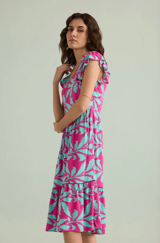 Pink and Blue Empire Waist Dress