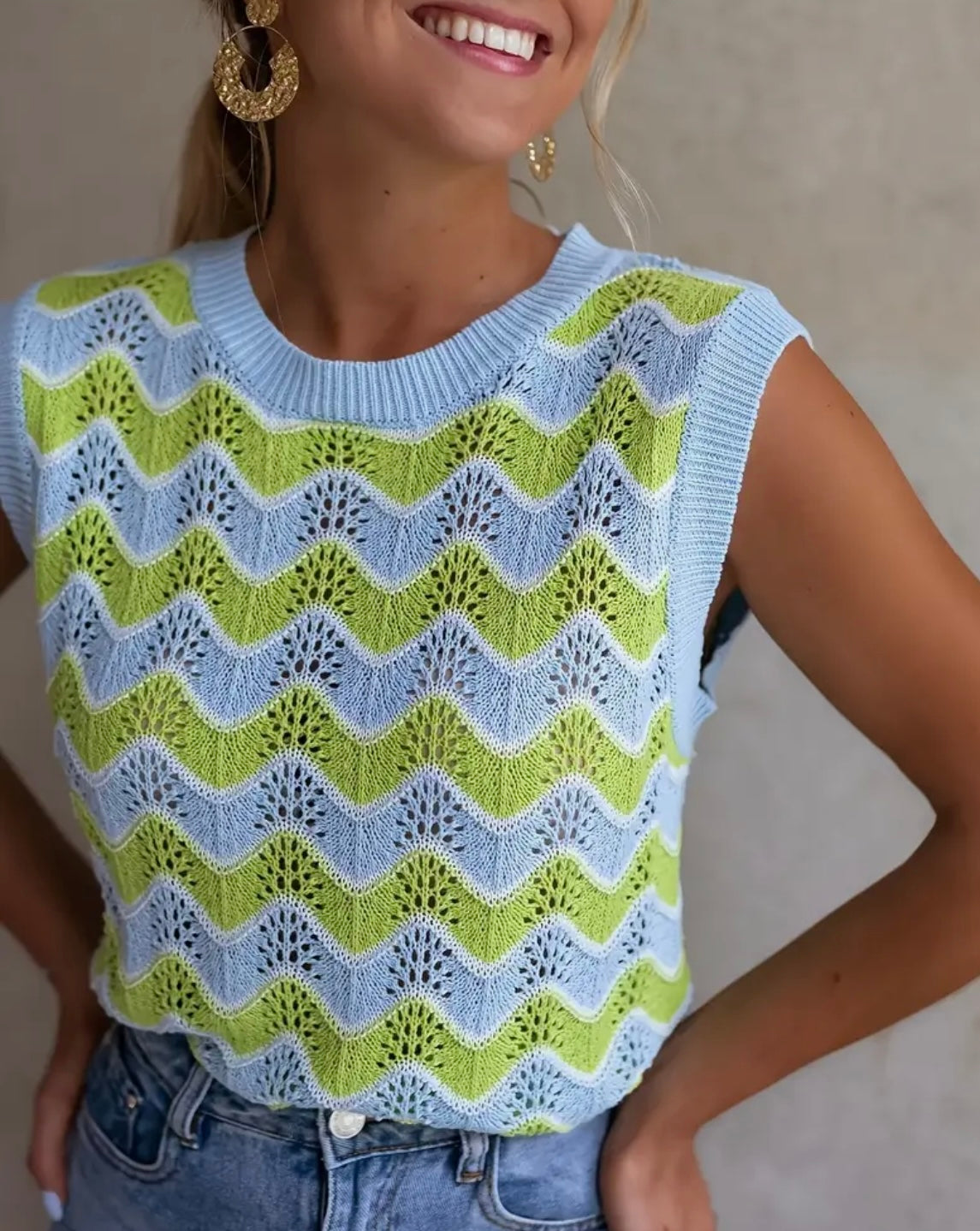 Color Block Knit Tank Top