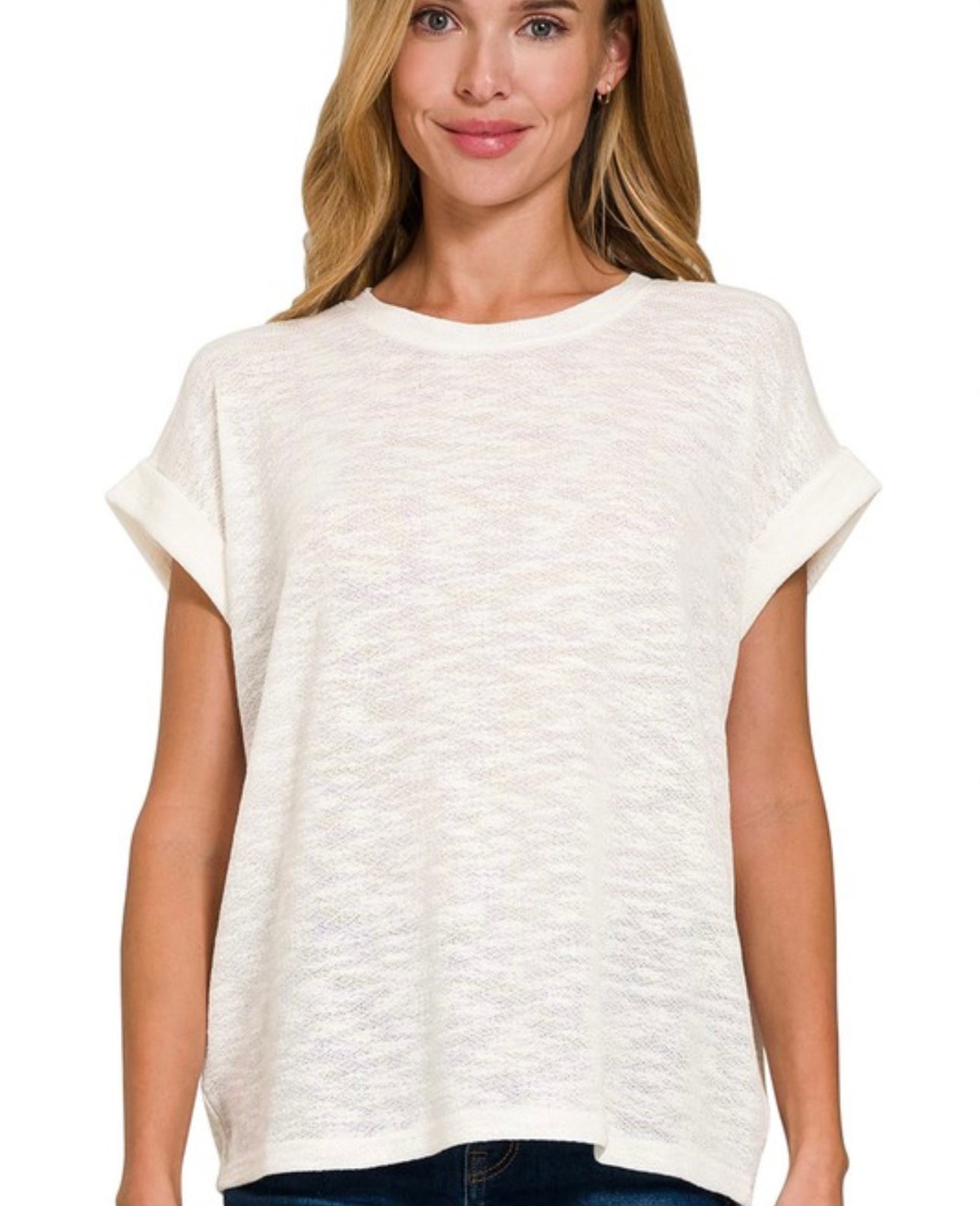 Hacci Slub Rolled Up Sleeve Tee
