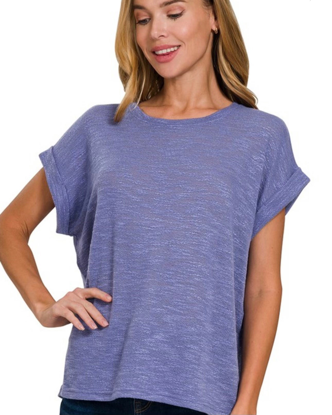 Hacci Slub Rolled Up Sleeve Tee