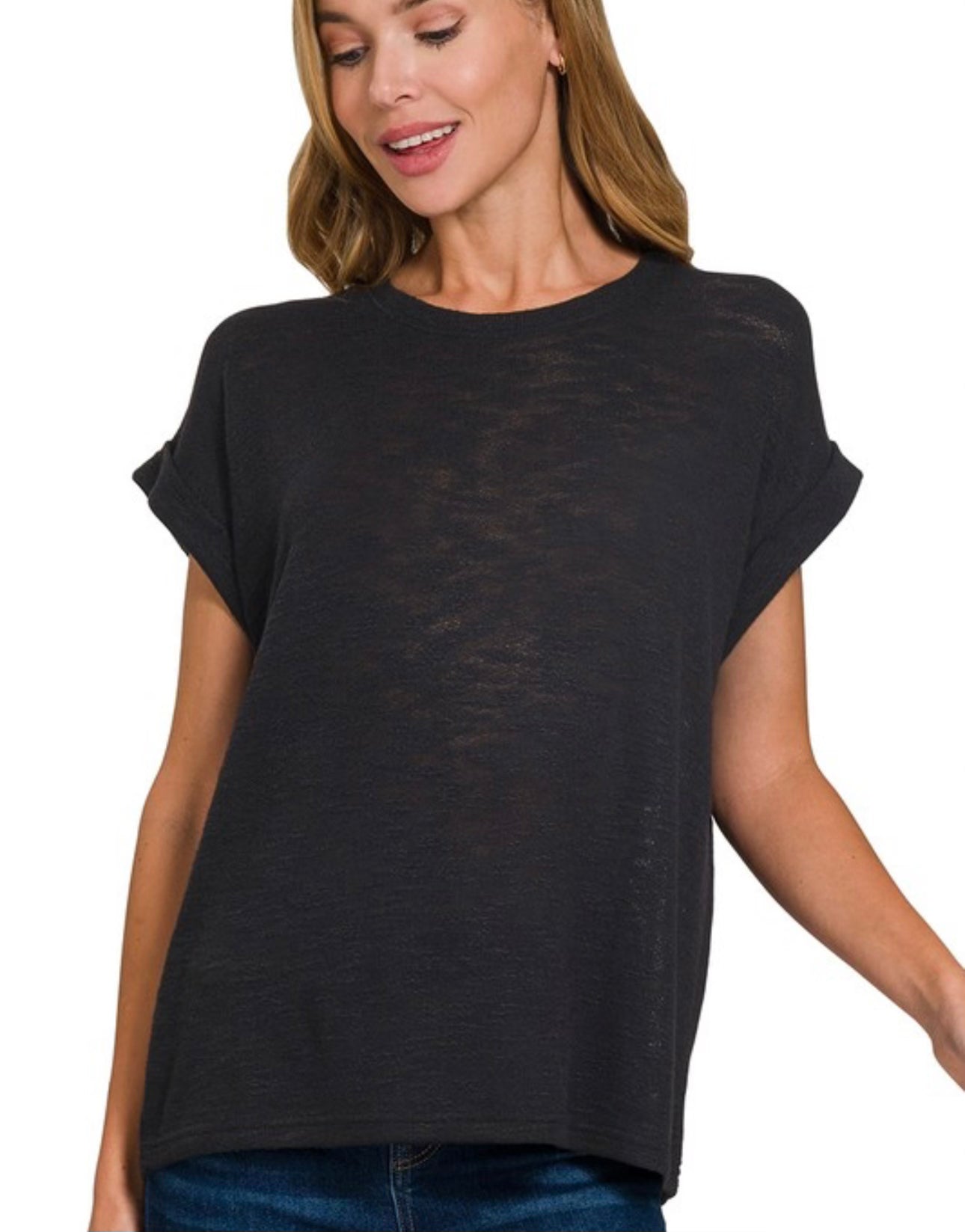 Hacci Slub Rolled Up Sleeve Tee