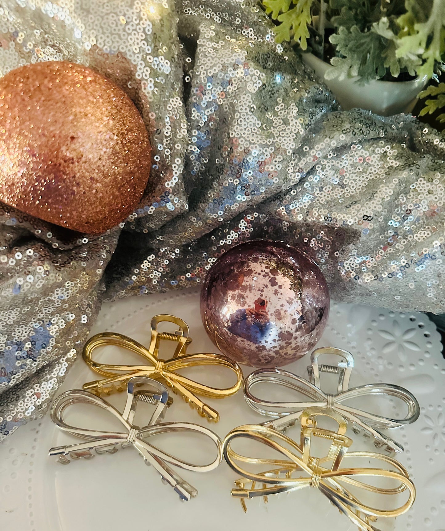 Bow Claw Clips Silver/Gold