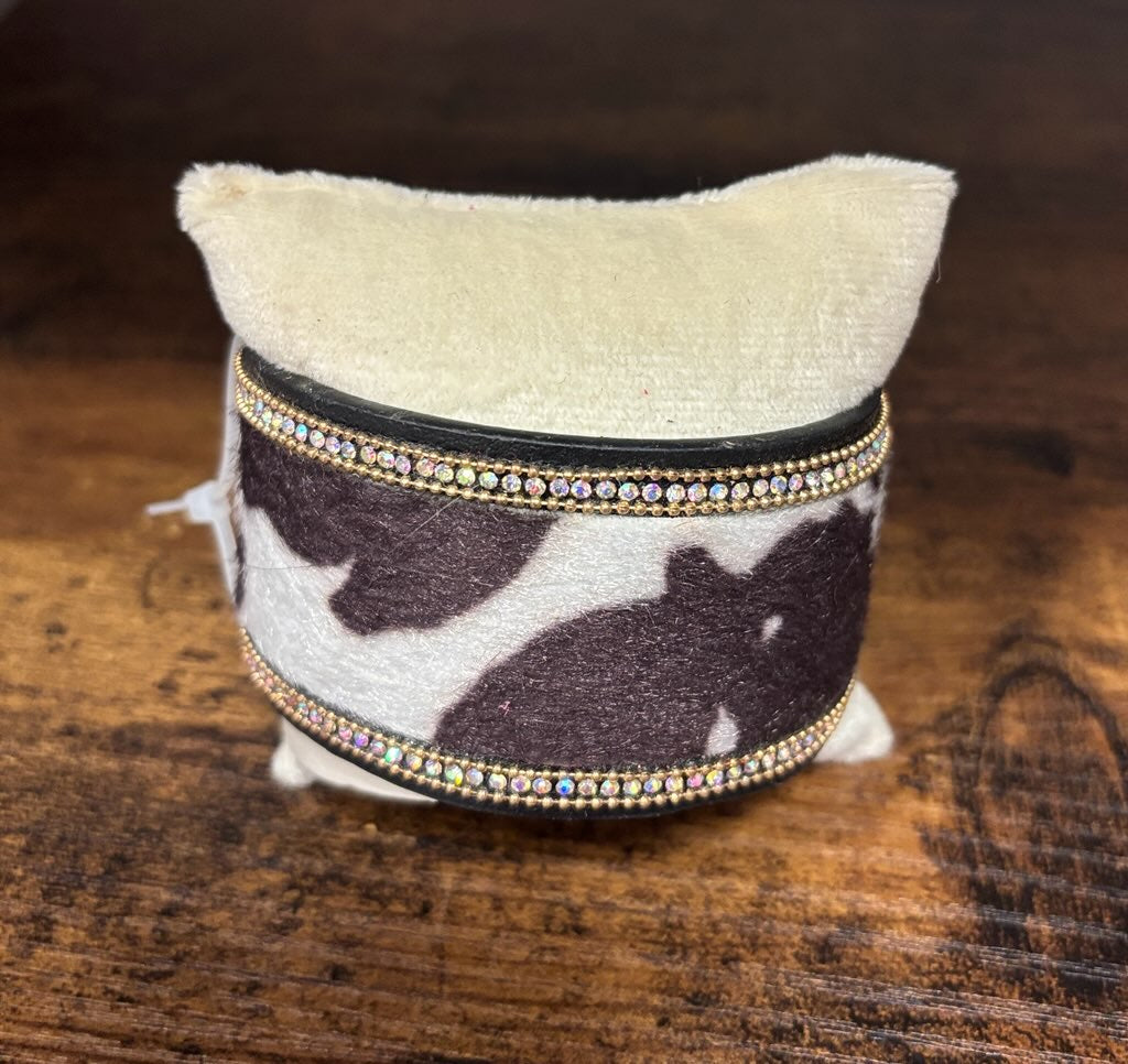 Cowboy Cowhide Crystal Cuff Bracelet