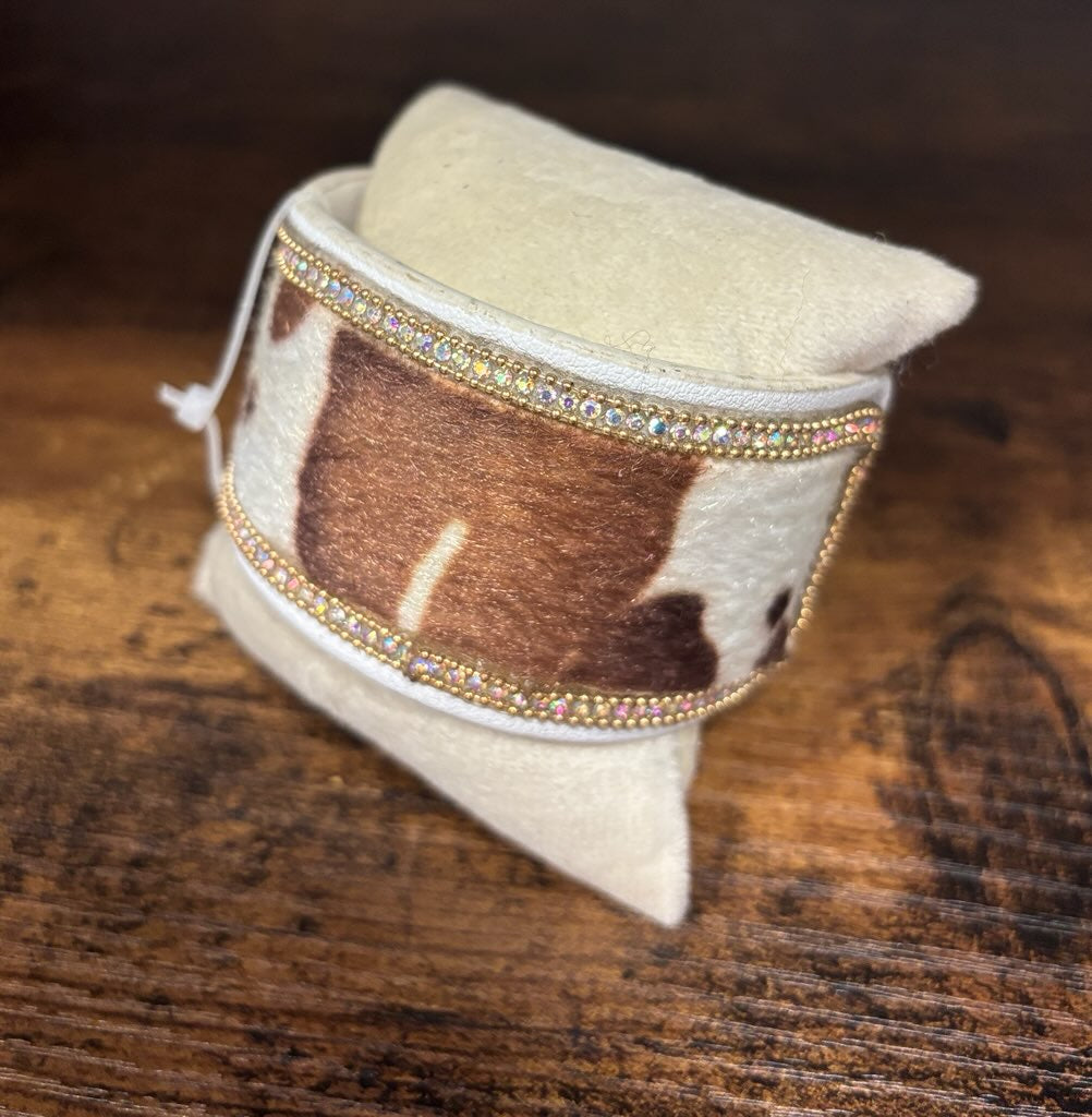 Cowboy Cowhide Crystal Cuff Bracelet