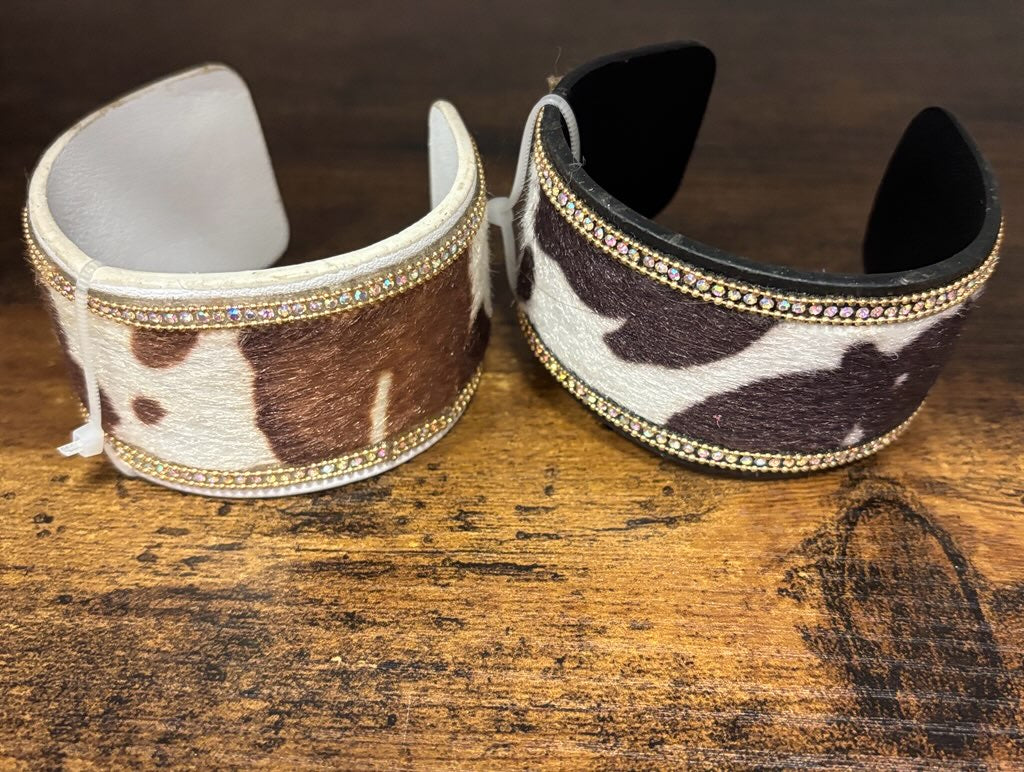 Cowboy Cowhide Crystal Cuff Bracelet