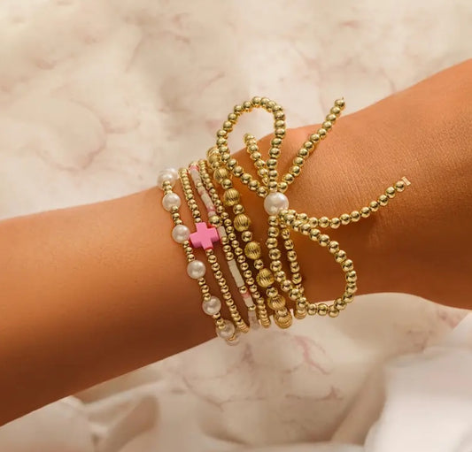 Pearl Stacked Beaded Bracelet Set