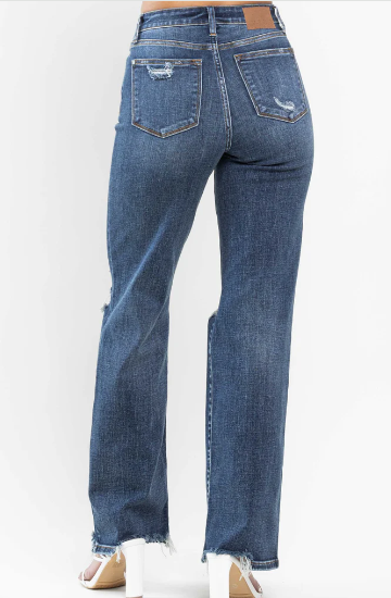 High Waist 90’s Knee Destroy Straight Judy Blue Jeans