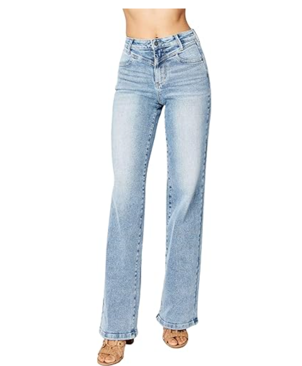 High Waist Front Yoke Retro Wide Leg Judy Blue Jeans