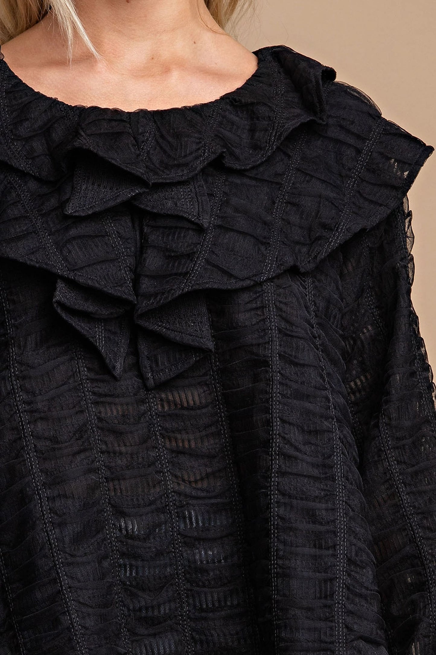 Ruffle Detail Long Sleeve Blouse