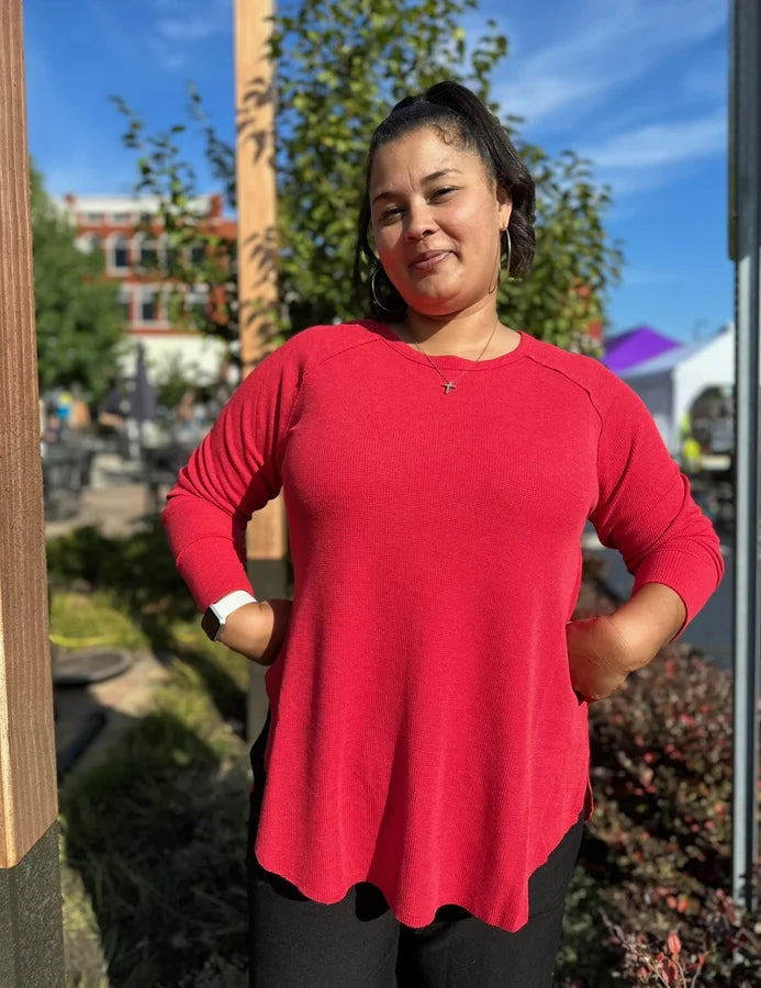 Curvy Baby Waffle Raglan Sleeve Top