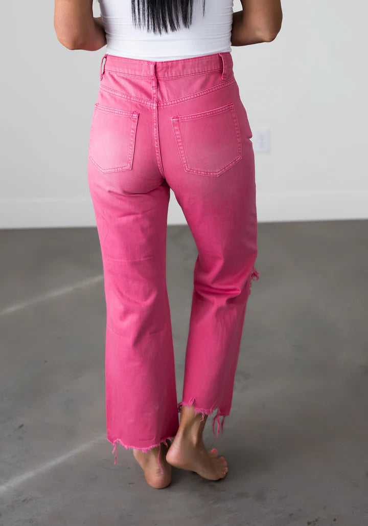 Pink 90's Crop Vintage Flared Vervet Jeans