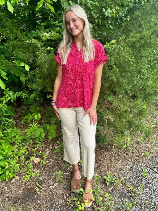 Dear Scarlett Red & Pink Floral Top