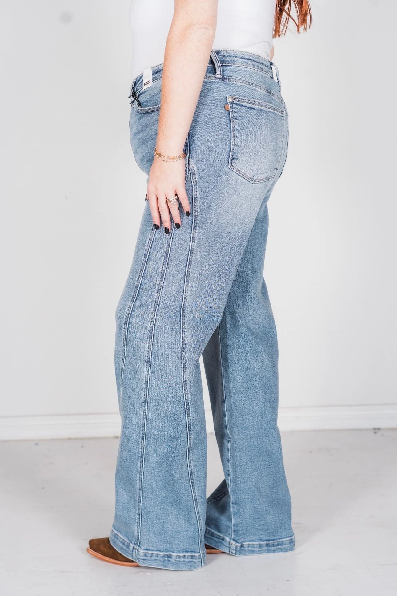 Judy Blue High Waist Side Seam Insert Detail Retro Wide Leg Curvy Jeans