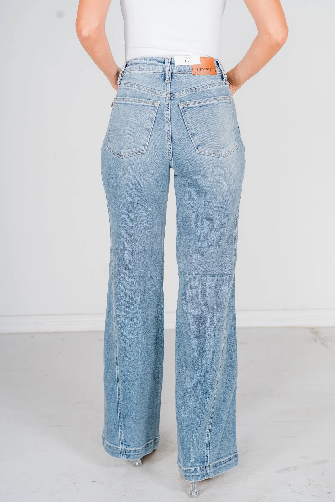 Judy Blue High Waist Side Seam Insert Detail Retro Wide Leg Jeans