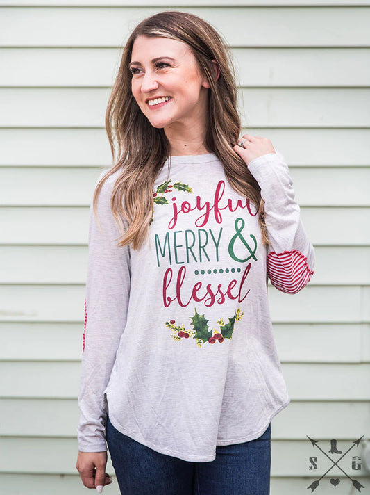 Joyful, Merry, & Blessed Long Sleeve Tunic