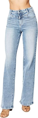 High Waist Front Yoke Retro Wide Leg Judy Blue Jeans