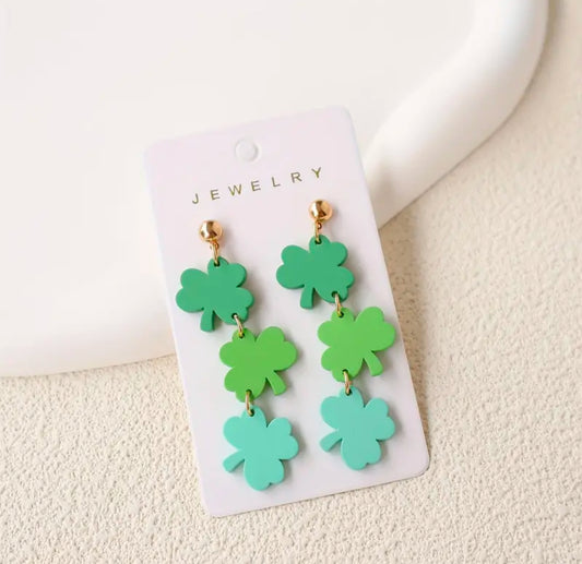 3 Green Clover Earrings