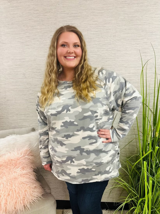 Oversized Camo Sweatshirt Curvy