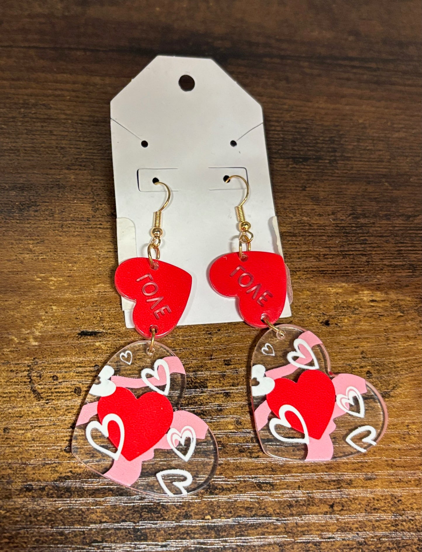 Double Heart Shape Acrylic Earrings