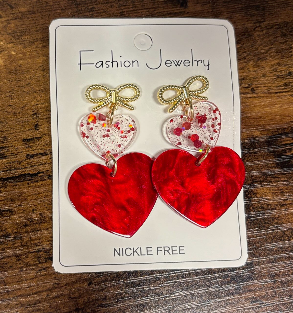 Bow Heart Dangle Earrings