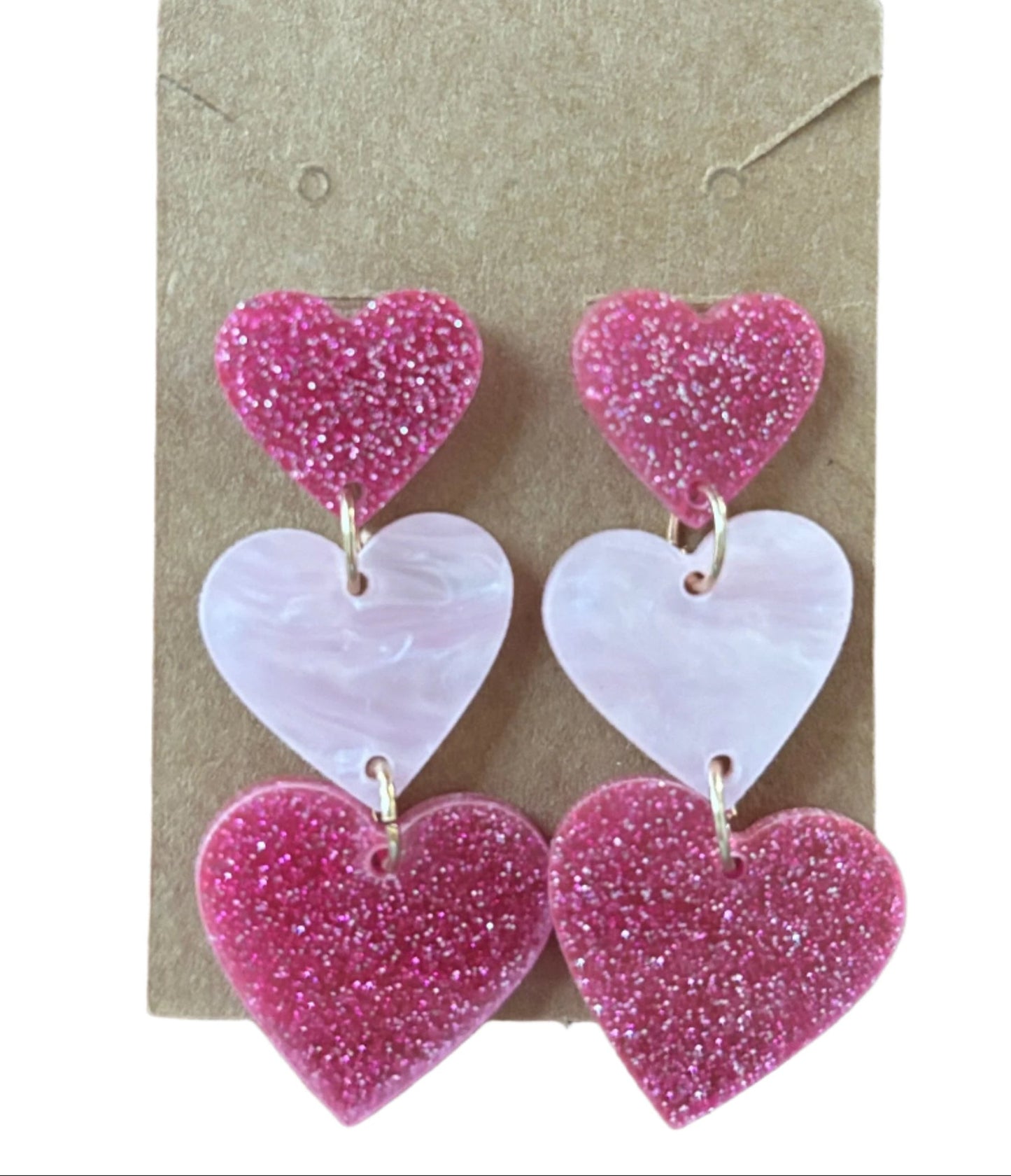 3 Heart Dangle Earrings