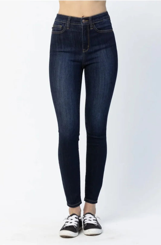 Judy Blue High Waist Dark Wash Back Phone Yoke Seam Skinny Jeans