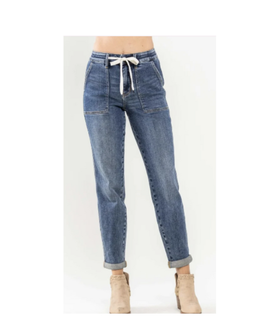 Judy Blue High Waisted Pull On Double Cuff Joggers Curvy