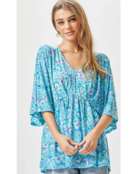 Dear Scarlett Essential Floral Blue Top