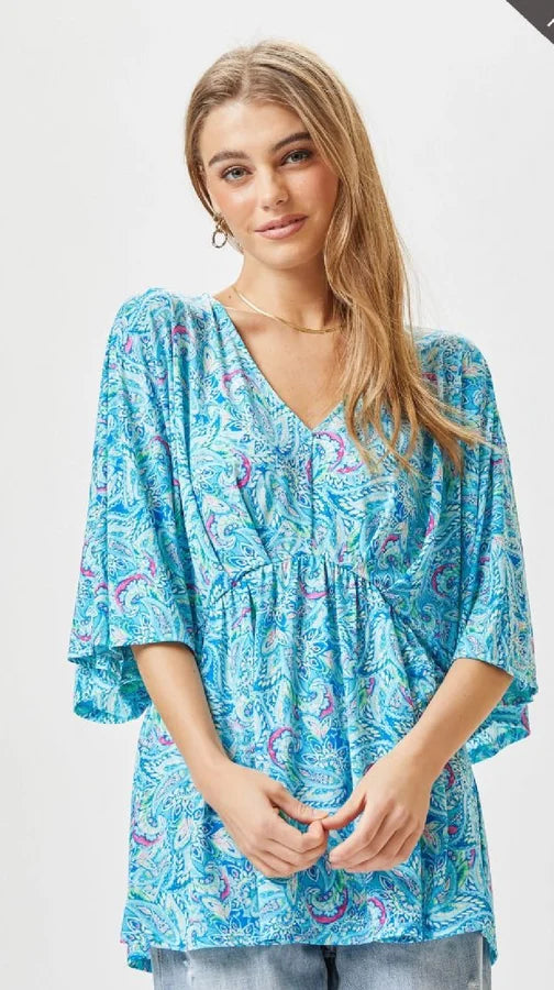 Dear Scarlett Essential Floral Blue Top