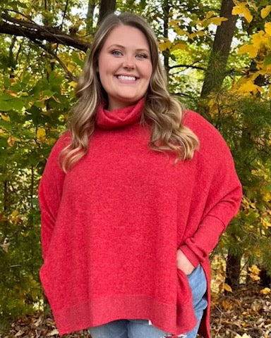 Curvy Brushed Cowl Neck Sweatshirt