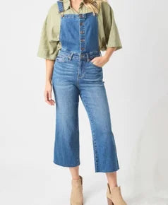 Curvy Judy Blue High Rise Crop Wide Leg Denim Overalls